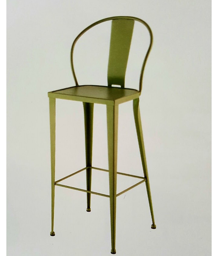 TABURETE CON ASIENTO DE CHAPA METÁLICA Y RESPALDO