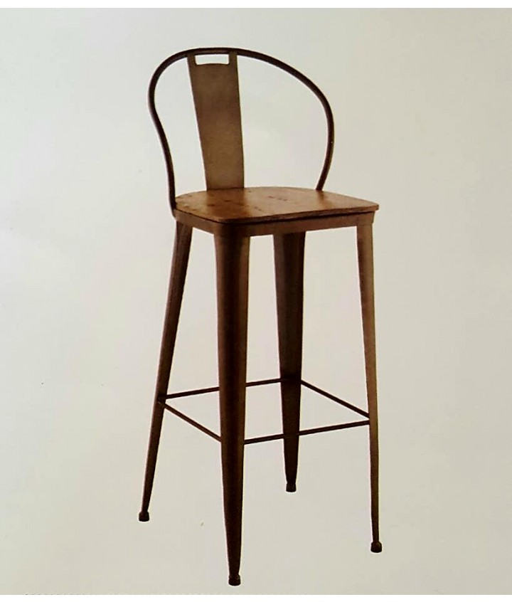 TABURETE CON ASIENTO DE CHAPA METÁLICA Y RESPALDO